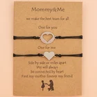 Браслет из нержавеющей стали для матери и дочери, 2 шт.лот, кожаная веревка, цепочка, браслет с подвесками в форме сердца для женщин, подарок на день матери, Новинка