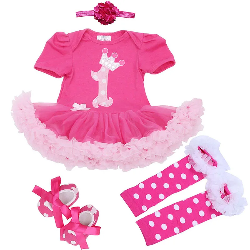 1st платье на день рождения для маленьких девочек комплекты одежды розового цвета