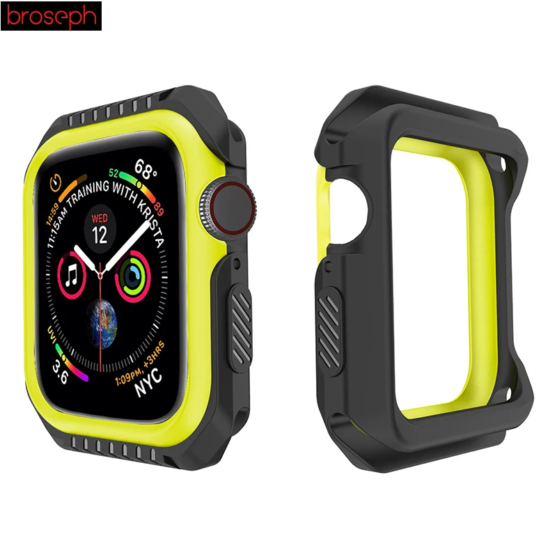 Black Yellow Чехлы для часов Apple watch Series 4 40 мм 44 мм защитный чехол для Iwatch 3 2 1 38 мм 42 мм аксессуары для часов - Цвет: Black Yellow