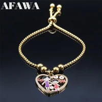 2022 stainless steel family mom and daughter charm bracelets women gold color bead bracelets jewelry pulseira feminina b9500s01