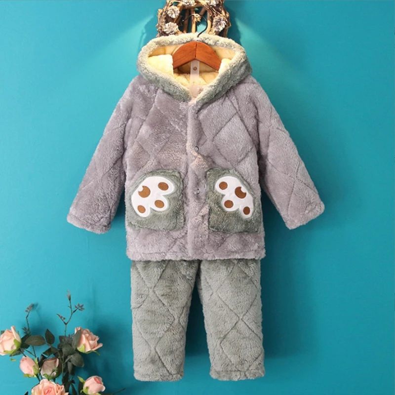 

Осенне-зимняя одежда для девочек и мальчиков, фланелевые пижамы для девочек, детские пижамы, одежда для сна для мальчиков, комплект ночного белья из кораллового флиса, домашняя одежда