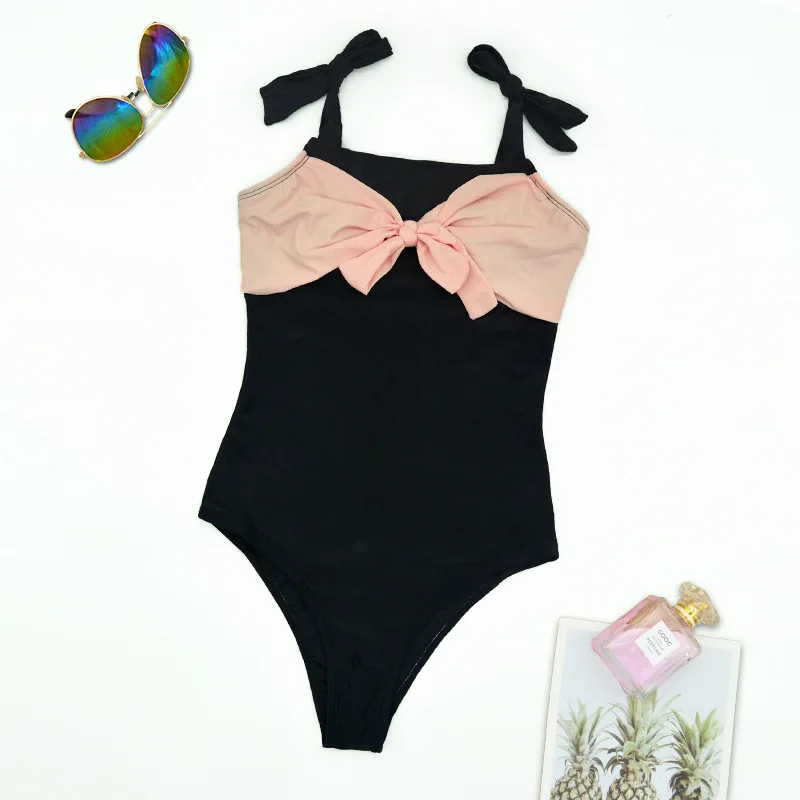 

Новый милый Цельный купальник-бандо с пуш-ап, женский купальный костюм с высокой талией, пляжная одежда, монокини с бантом, боди на бретелях