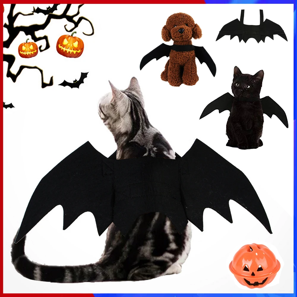 1 шт. костюм для хеллоуина с крыльями летучей мыши кошек и собак кошки черный