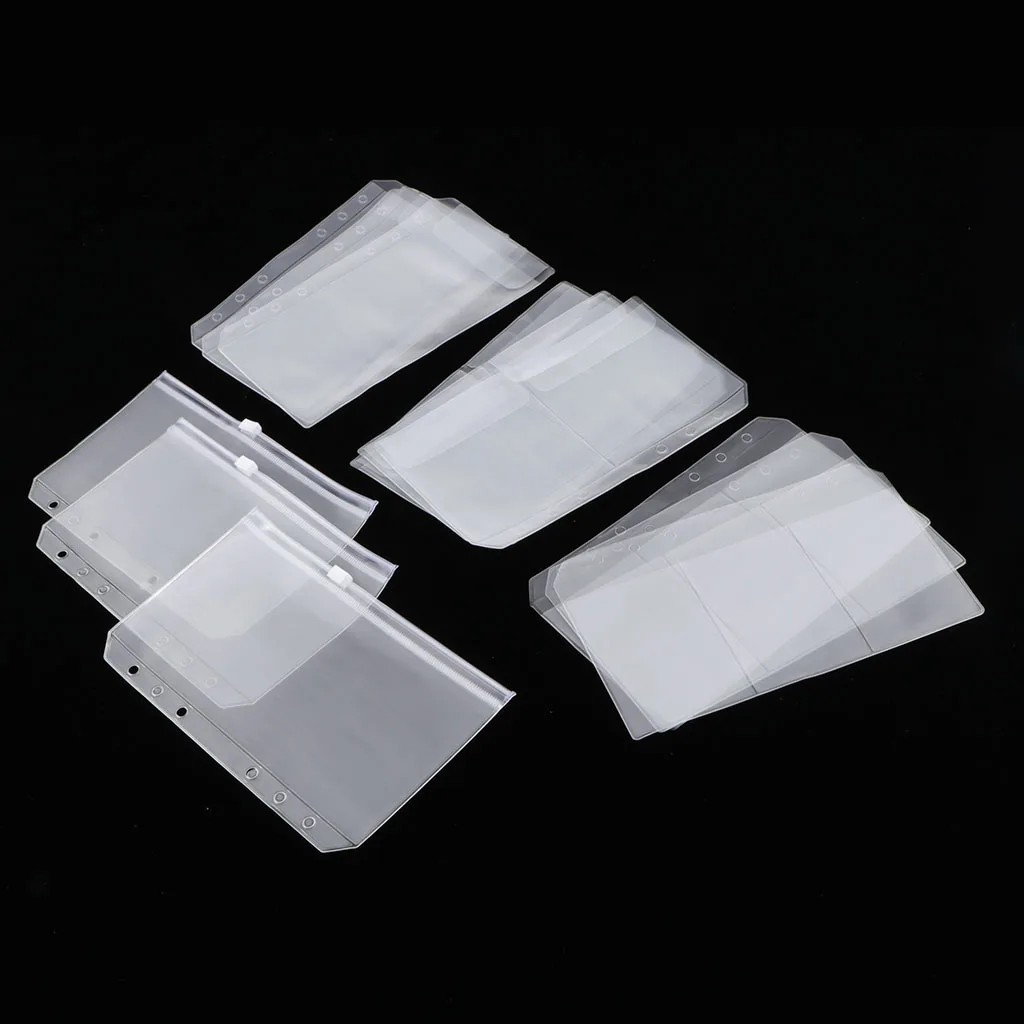 

12Pcs Binder Pockets A6 Size Binder Zipper Folders for 6-Ring Notebook Binder, Waterproof PVC Pouch Document Filing Bags