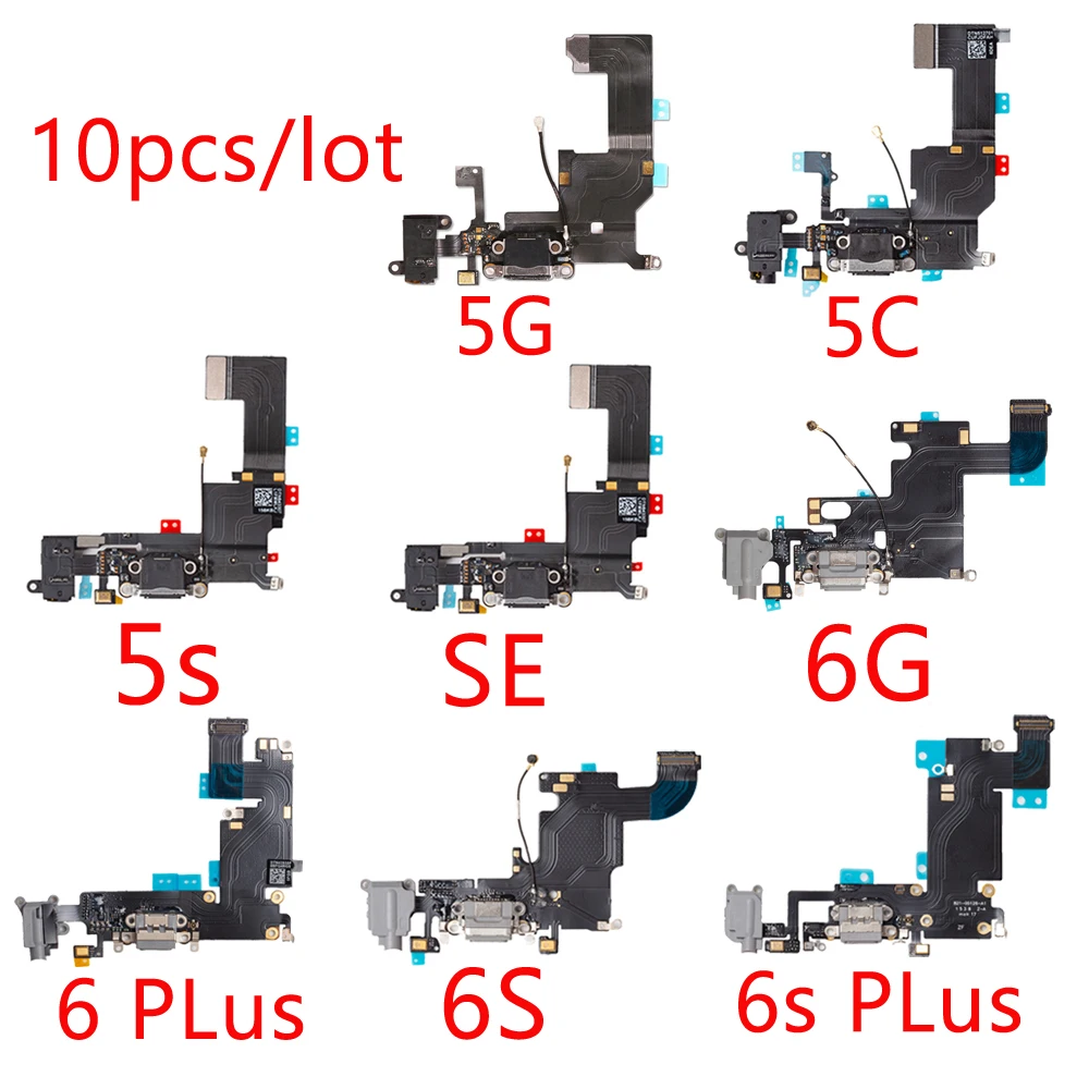 10 шт./лот для iPhone 6G 6 Plus 6S 5G 5C 5S SE зарядный порт док разъем наушников аудио + микрофон