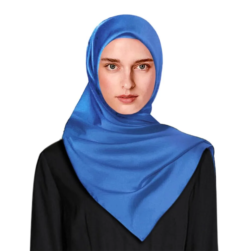 Shimmering Satin Hijab Shawl Modest Muslim Head Wrap Luxury Silk Square Scarf Turkish Madame Islamic Abaya Clothing Accessories |