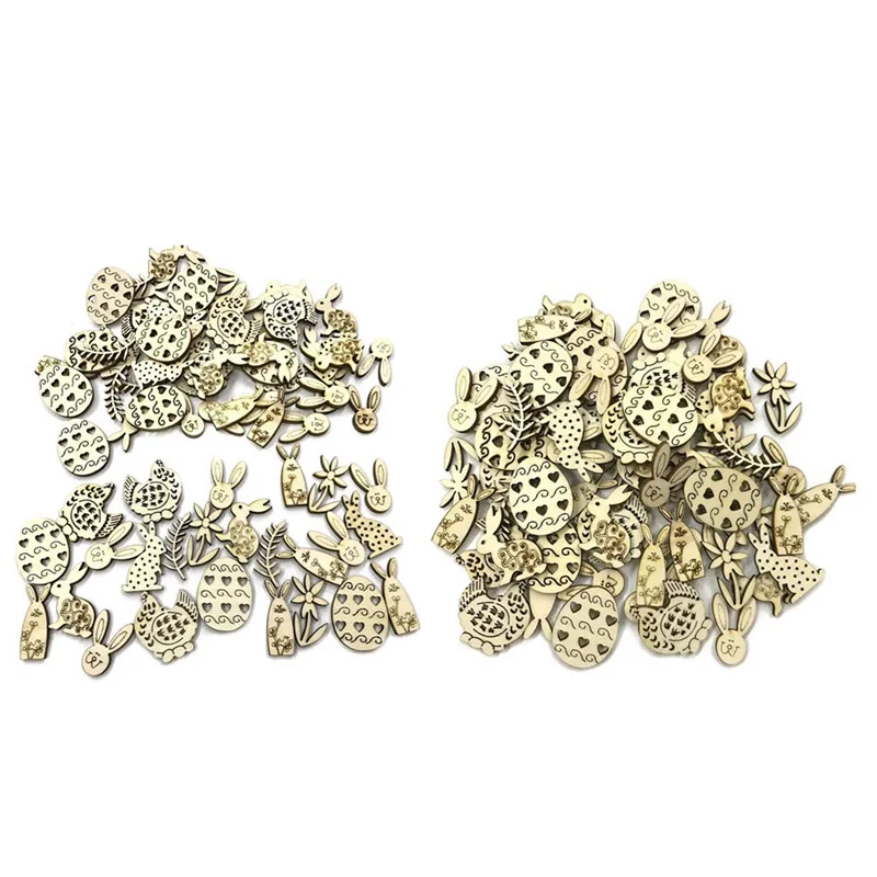 50/100 шт./комплект лазерная резка деревянные украшения Рождество пасхальное яйцо