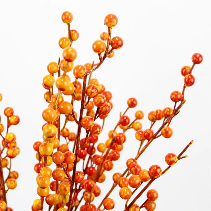 

Creative Artificial Berries Branch Plastic Leaf Decorative Fake Flowers Berries DIY Red Plant New Year Christmas Decoration