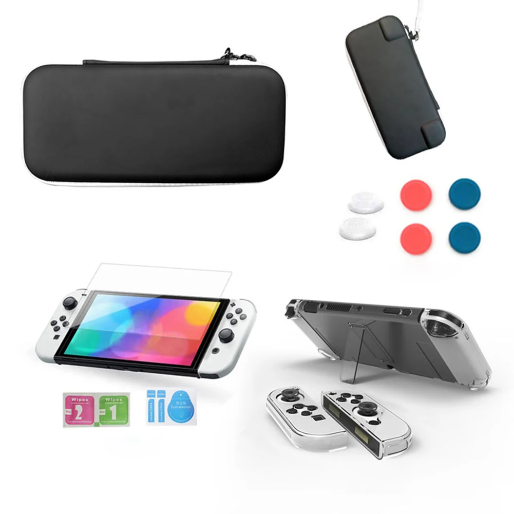 

Hard Shell EVA Storage Holder Bags Kit with Tempered Film Thumb Grips for Nintendo Switch OLED Game Console Protective Supplies