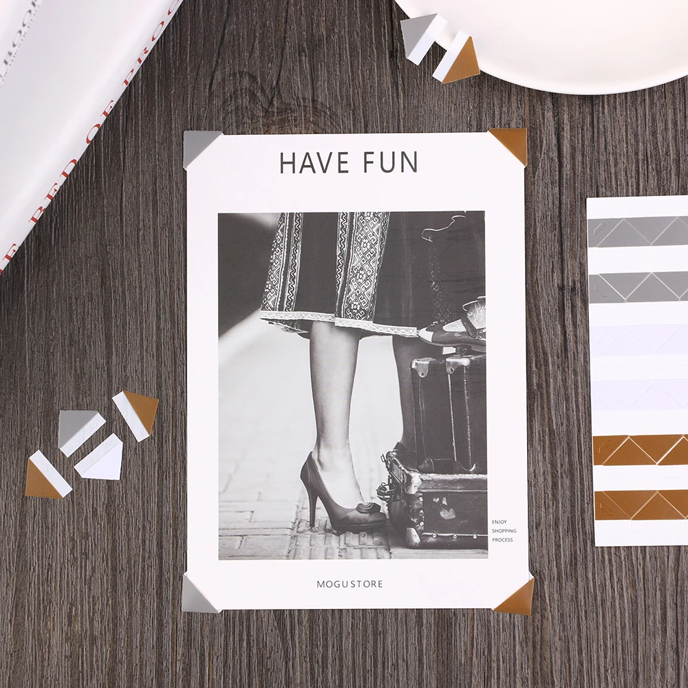 10 листов (1020 шт) самоклеющиеся ПВХ наклейки фото угловые для скрапбукинга