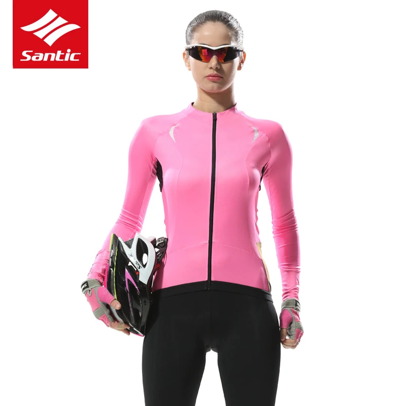 Santic женский длинный рукав Велоспорт PRO Горный Дорожный велосипед Джерси анти-УФ