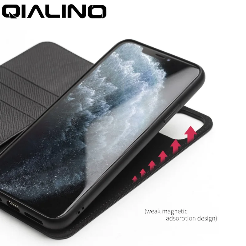 Чехол QIALINO из натуральной кожи для iPhone 11 Pro XR XS X Max 7 8 Plus SE2 2020 магнитный откидной