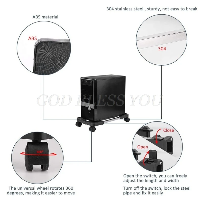 

Mobile CPU Stand Computer Tower Holer with Locking Caster Wheel & Adjustable Width Fits Most Gaming PC Under Home Office