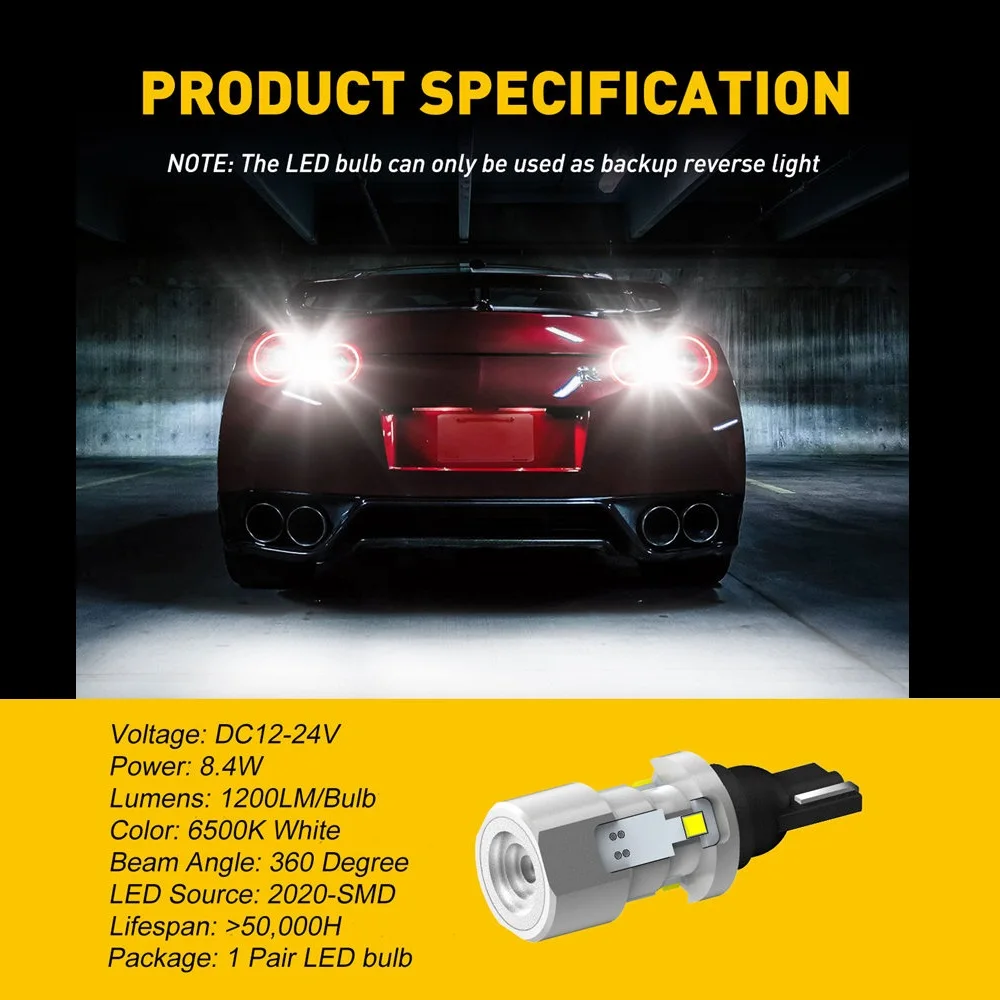 Светодиодсветодиодный лампы AUXITO W16W T15 Canbus 921 912 для Ford Focus 2 3 Fusion Flex Fiesta Escape C Max Edge F