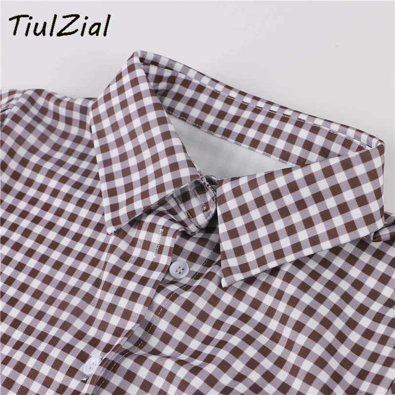 

TiulZial Plaid Y2K Women Shorts Set Puff Sleeve Crop Shirt And Wide Leg Shorts Two Pieces One Suit Summer Loungewear Short Kit