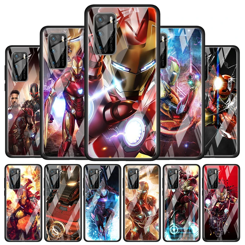 

Iron Man Cool Marvel for Huawei P40 P30 Pro Plus P20 P10 Lite P Smart Z 2021 2020 2019 Luxury Tempered Glass Phone Case