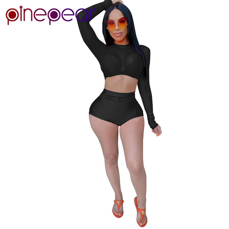 Сетчатый укороченный топ и шорты PinePear женский купальный костюм из 2 предметов