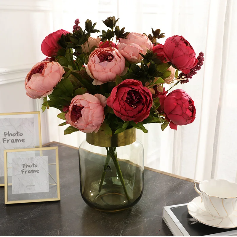 Букет из 13 искусственных пионов свадебное украшение|Искусственные и сухие цветы|