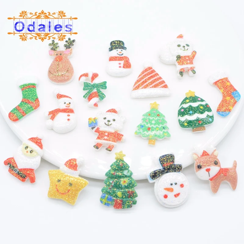 30 шт./лот ремесло Смола Блеск Санта Клаус Рождественская шляпа Лось конфеты