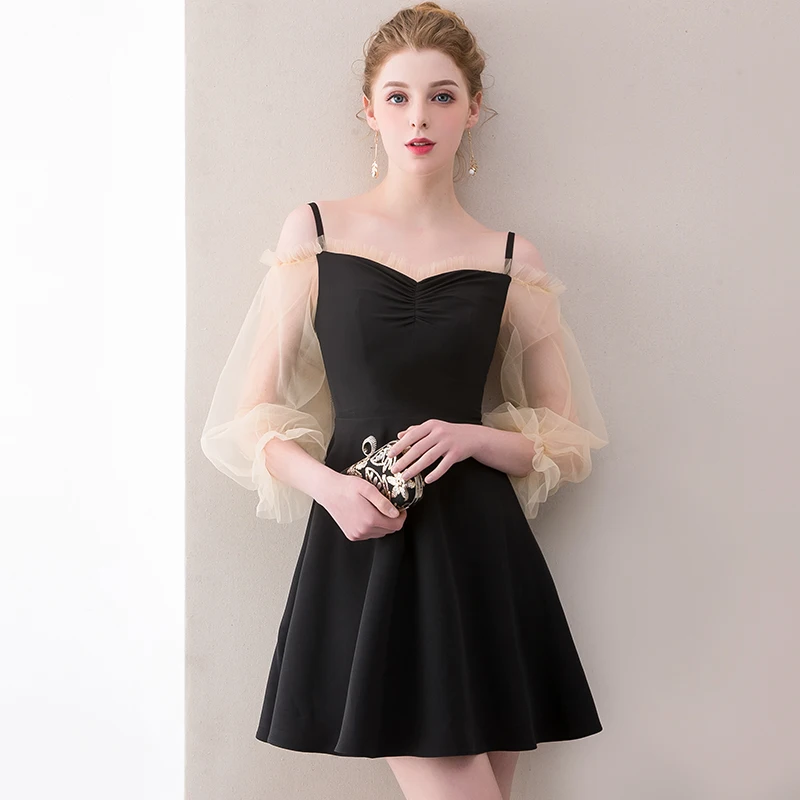 Платье с коротким рукавом черное белое кружевное 2019 | Свадьбы и торжества