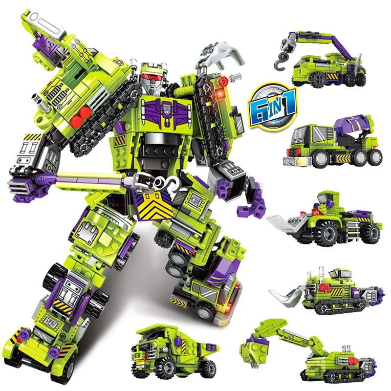 

Sembo 6 In1 City Robot Building Block Set Engineering Construction Vehicles car truck Educational Bricks Toys For Kids Gift