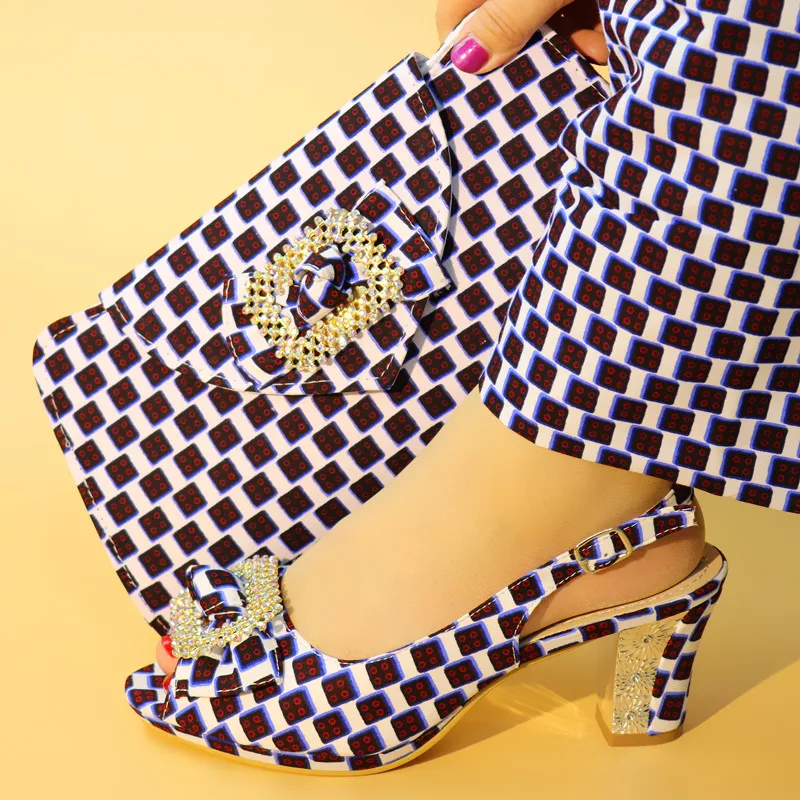 Новейшая модная африканская вощеная обувь и кошелек в комплекте итальянская