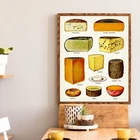 Скандинавская Картина на холсте кухня, домашний декор, типы сыра, схема, плакаты, принты, винтажное настенное искусство, картина для столовой, модульная рамка