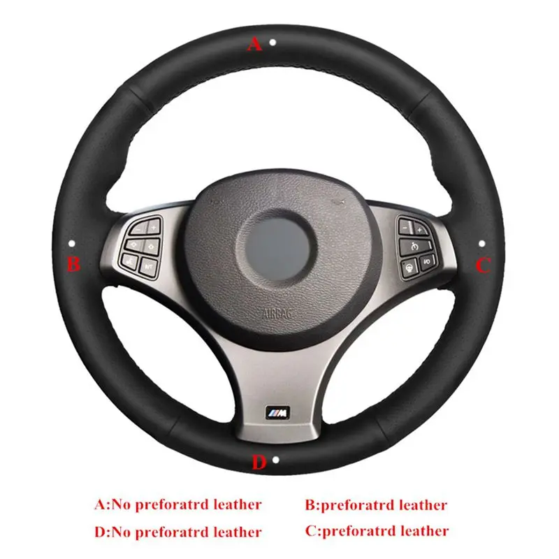 GKMHiR сделай сам черная крышка рулевого колеса ручной работы из искусственной кожи