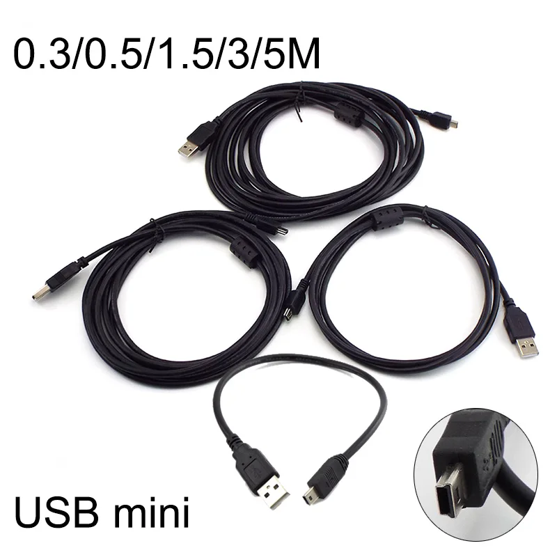 Кабель USB Mini для зарядки и передачи данных кабель 0 3/0 5/3 м разъем T расширения