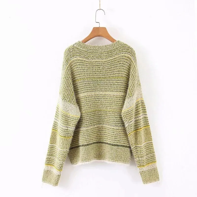 

Women Clothes 2019 Autumn Winter Clothes Women Women New Products Striped Mohair Knit Pullover Sweater Women