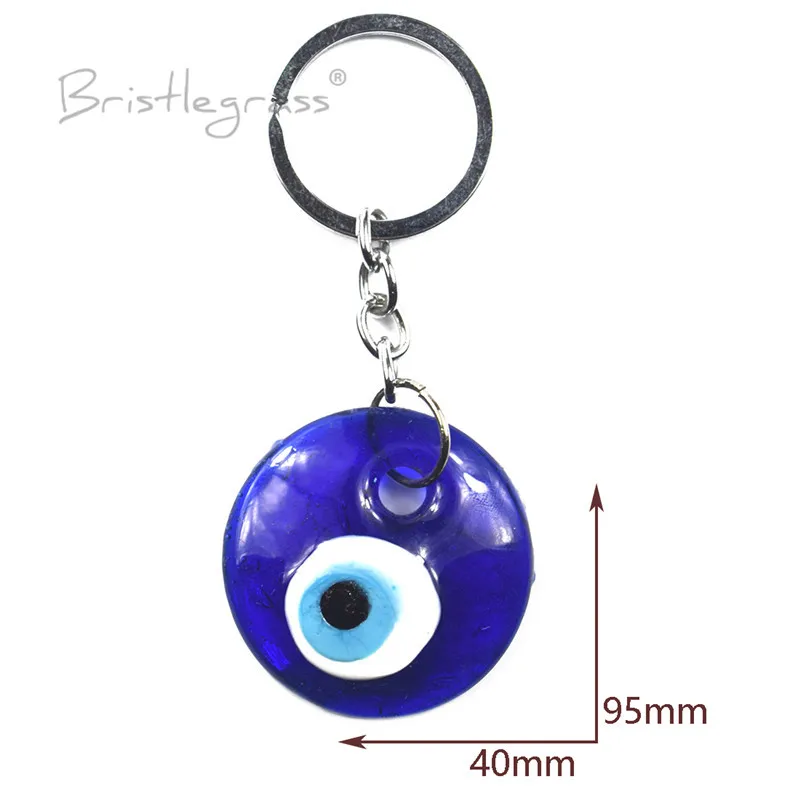 

BRISTLEGRASS Turkish Blue Evil Eye Keychain Car Key Chains Ring Holder Amulets Lucky Charms Hanging Pendants Blessing Protection