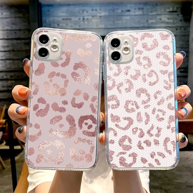 

Gold Rose Glitter Love Phone Case For iphone 13 12 11 8 7 plus mini x xs xr pro max Transparent soft