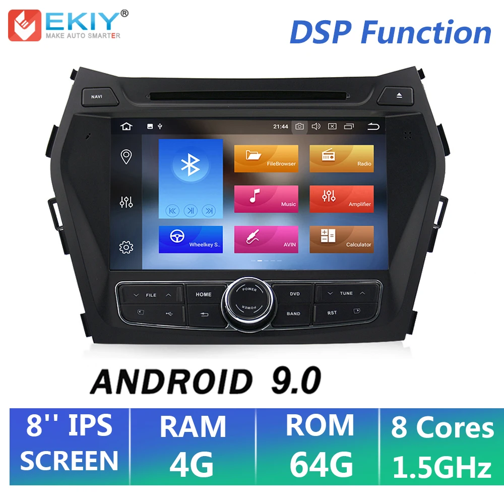 EKIY ips 2din Android 9,0 автомобильный DVD мультимедийный плеер для hyundai Santa Fe IX45 Авторадио gps Навигация стерео музыка аудио плеер