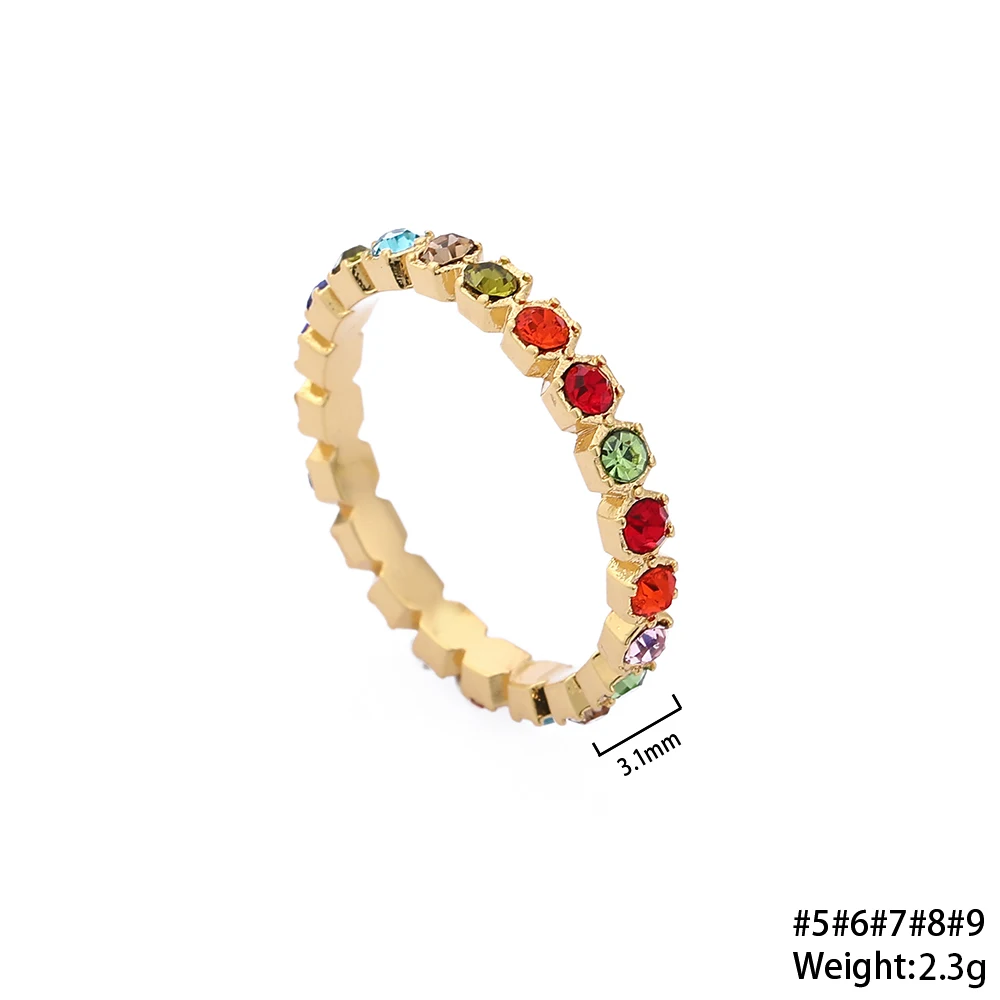

Europe Luxury Eternity Rings Women Trendy Crystal Infinity Stone Rainbow Rings Za Sale Brand New Gold Fashion Jewelry Shipping