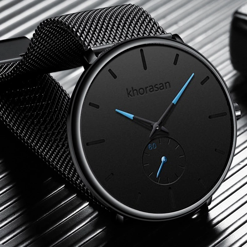 Мужские модные ультратонкие минималистичные кварцевые часы reloj hombre 2021 с сетчатым