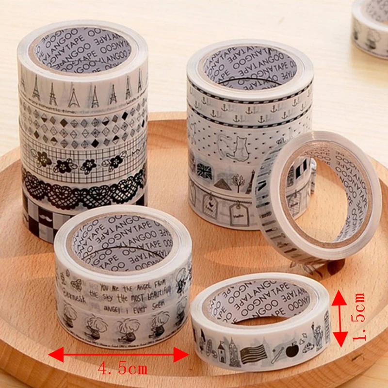 

2 Pcs Cartoon Diy Decorative Masking Tape 15mmx 10m Scrapbooking Adhesive Tape School Stationery Supplies Random