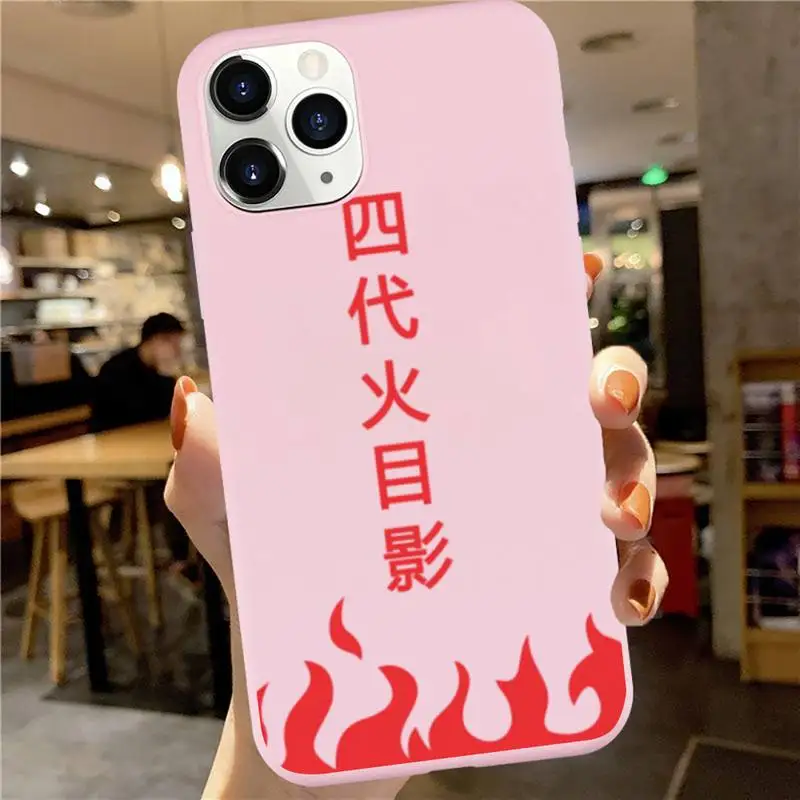 

Anime Naruto Uchiha Itachi Kakashi Sasuke Phone Case Pink Candy Color for iPhone 6 7 8 11 12 s mini pro X XS XR MAX Plus