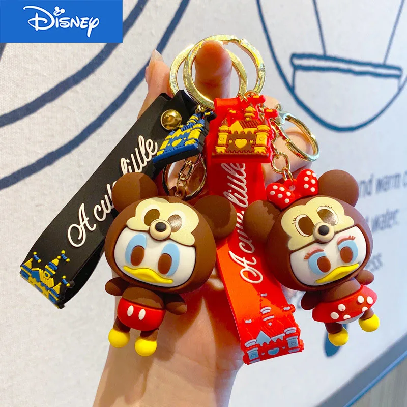 

Disney Cosplay Keychain Mickey Mouse Piglet Winnie the Pooh Chip Dale Minnie Stitch Donald Duck Figures Pendant For Bag Key Ring