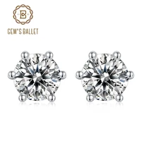 gems ballet 6 prong moissanite earring 925 sterling silver bright 5mm round stud earrings jewelry for women wedding
