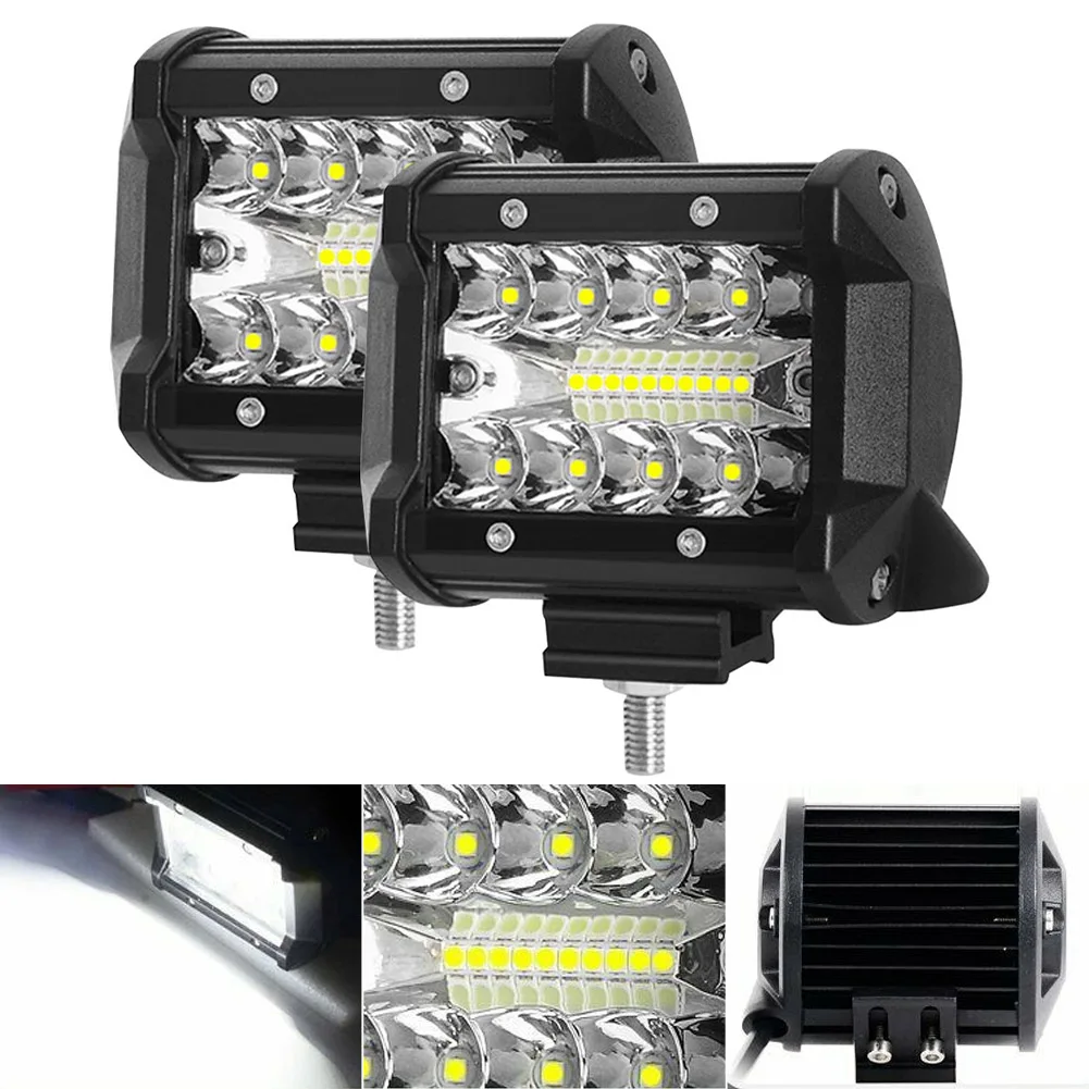 

2pcs 4" LED Combo Work Lights Bar 200W Spotlight Off-road Driving Spot Flood Fog Lamp Truck Boat SUV 12/24V Headlight for ATV