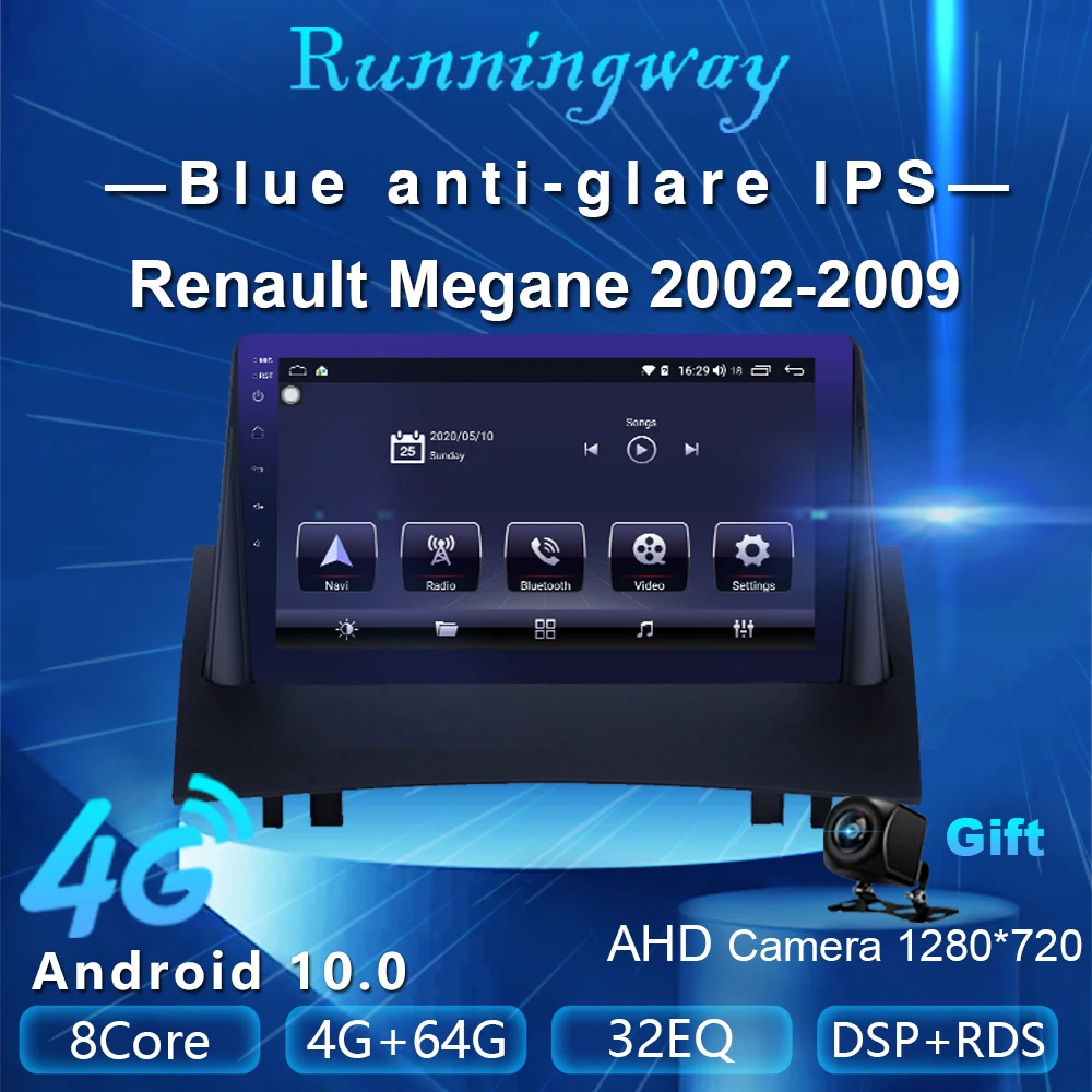 Runningway Android 10 0 5G автомобильный DVD для Renault Megane 2002 2009 4G + 64G Автомобильный Радио