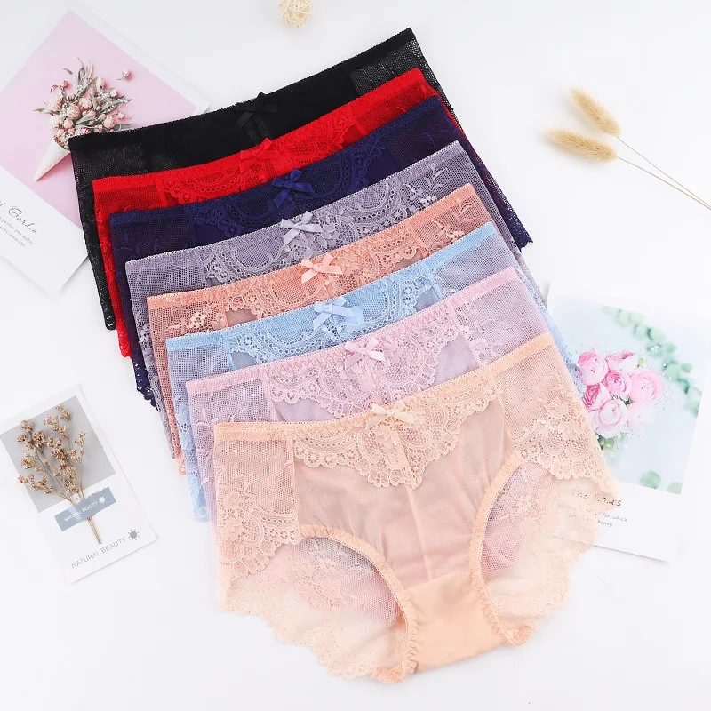 Ультратонкие женские трусики с высокой эластичной кружевной сеткой нижнее белье