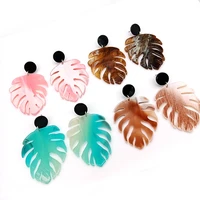 acrylic earrings bohemian tree leaves long earrings multi color statement women fashion plant jewelry luxury acetate jewelrys