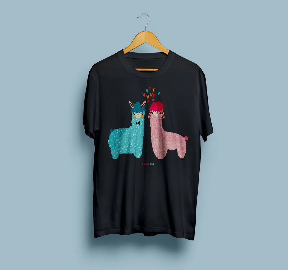 Llama футболка лама любовь короткий рукав Футболка с изображением животных подарок