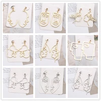 new fashion clown sexy lady girl face drop earrings retro statement abstract hollow out profile dangle earrings
