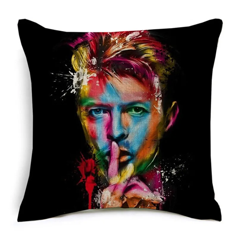 

Europe American Rock POP Style Colourful David Bowie Cushion Cover Home Decorative Sofa Throw Pillow case Almofada Cojines