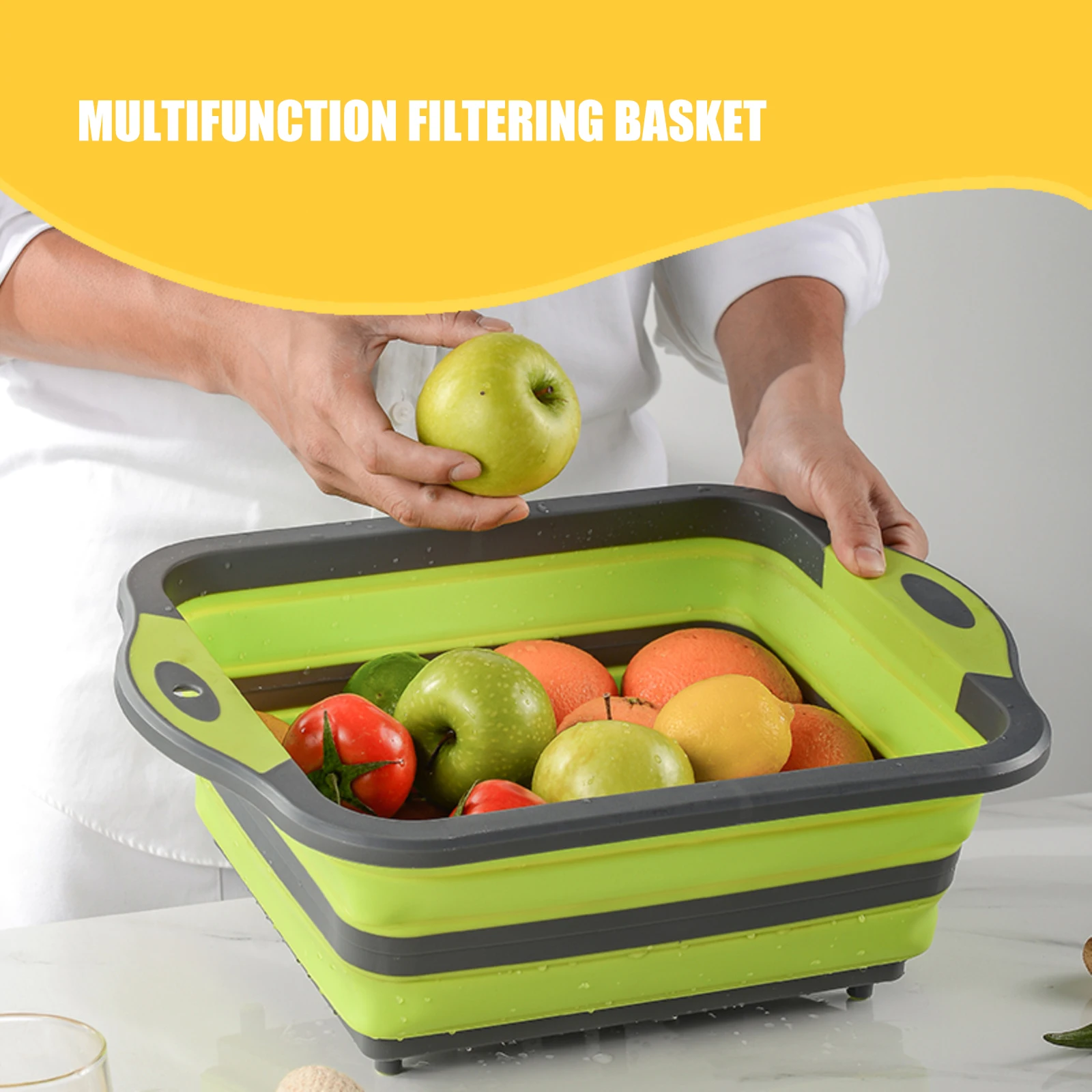 

Multifunction Collapsible Chopping Block Foldable Cutting Board Kitchen Silicone Cutting Board Fruit Portable Washing Basket