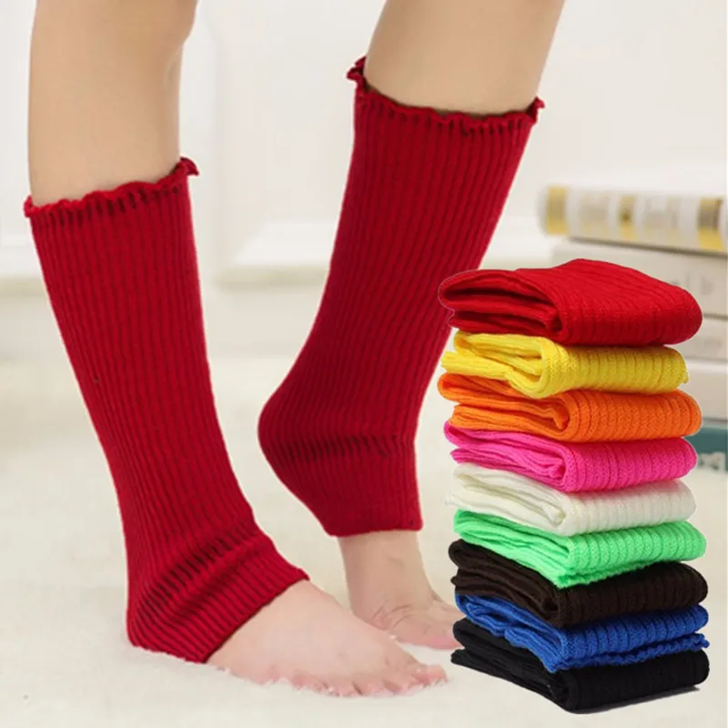 

Fashion Knee Pads Bright Color Women Autumn Winter Warm Elastic Acrylic Crochet Knited Leg Warmers Boots Long Socks