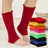 fashion knee pads bright color women autumn winter warm elastic acrylic crochet knited leg warmers boots long socks