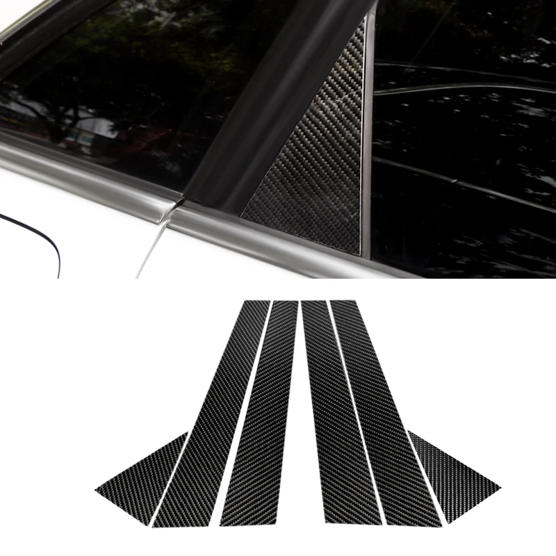 

For Audi A3 A4 A6 Q5 Car Carbon Fiber Window B-pillar Molding Cover Protective Trim
